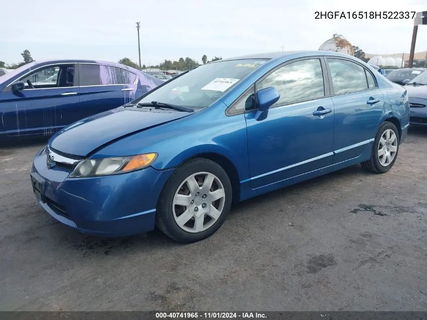 2008 Honda Civic Lx VIN: 2HGFA16518H522337 Lot: 40741965