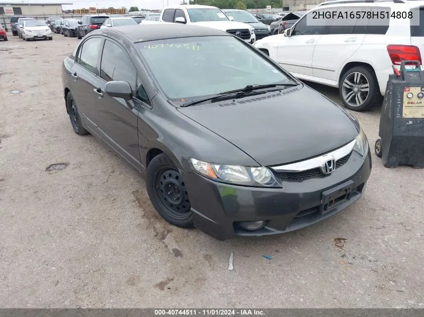 2008 Honda Civic Lx VIN: 2HGFA16578H514808 Lot: 40744511