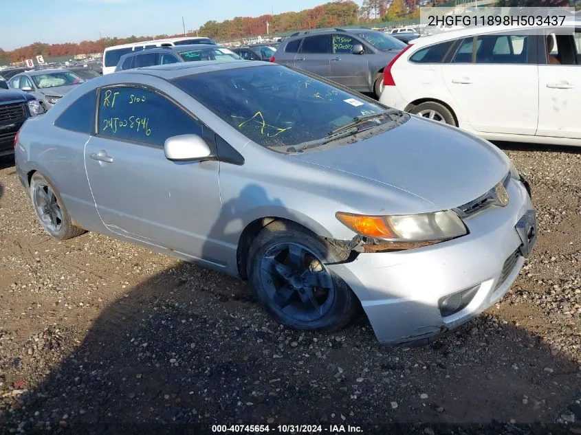 2008 Honda Civic Ex VIN: 2HGFG11898H503437 Lot: 40745654