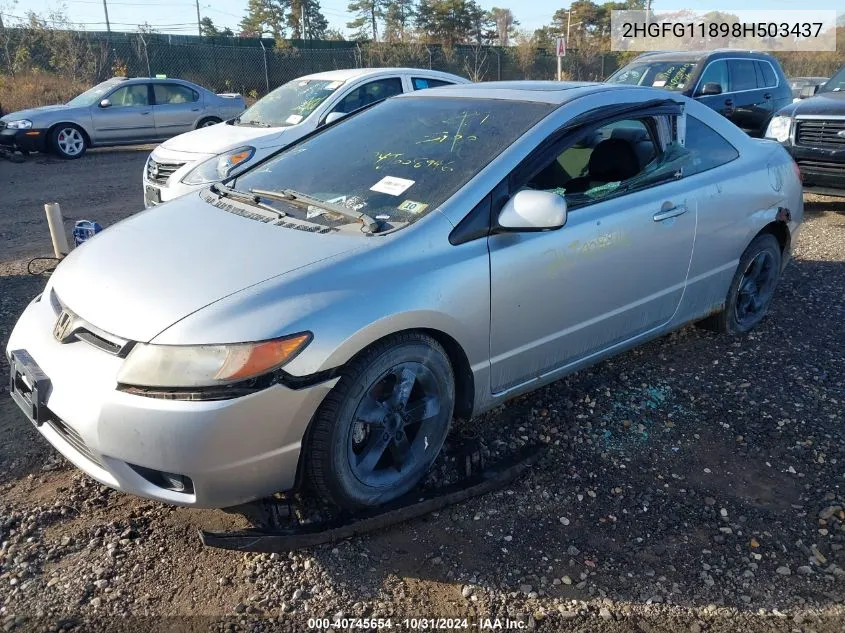 2008 Honda Civic Ex VIN: 2HGFG11898H503437 Lot: 40745654