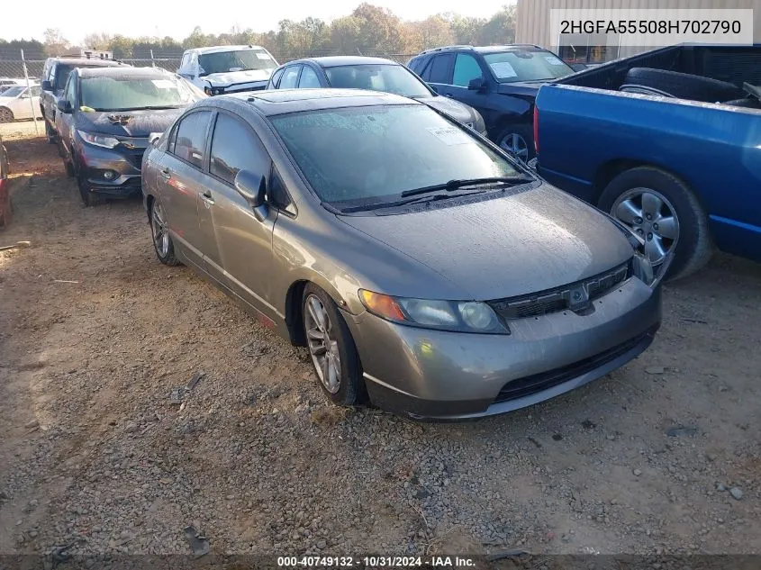 2008 Honda Civic Si/Si Mugen VIN: 2HGFA55508H702790 Lot: 40749132