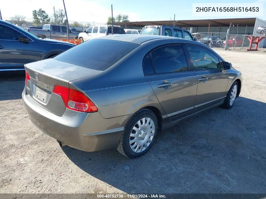 2008 Honda Civic Lx VIN: 2HGFA16568H516453 Lot: 40752736