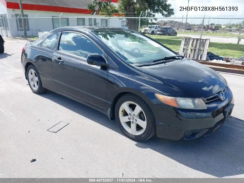 2008 Honda Civic Ex VIN: 2HGFG128X8H561393 Lot: 40753537