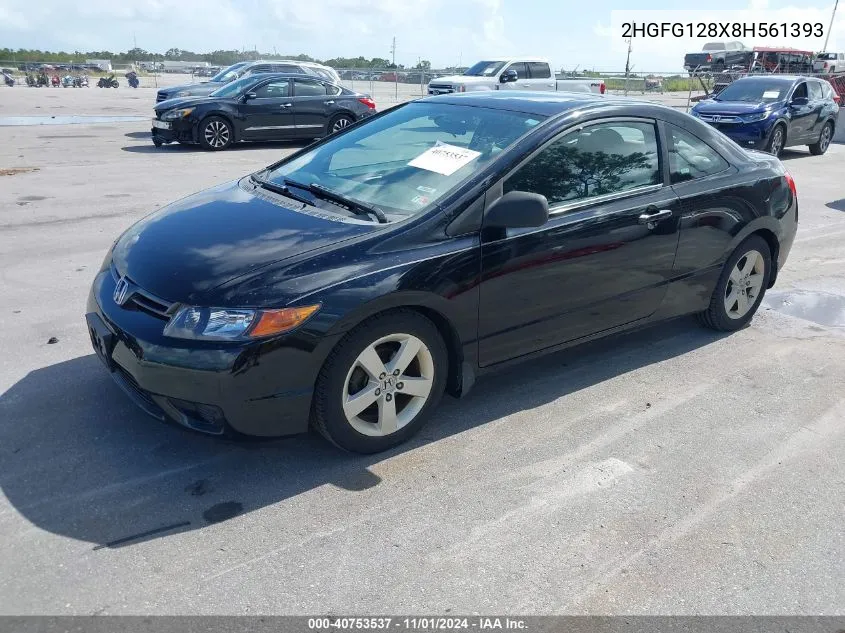 2008 Honda Civic Ex VIN: 2HGFG128X8H561393 Lot: 40753537