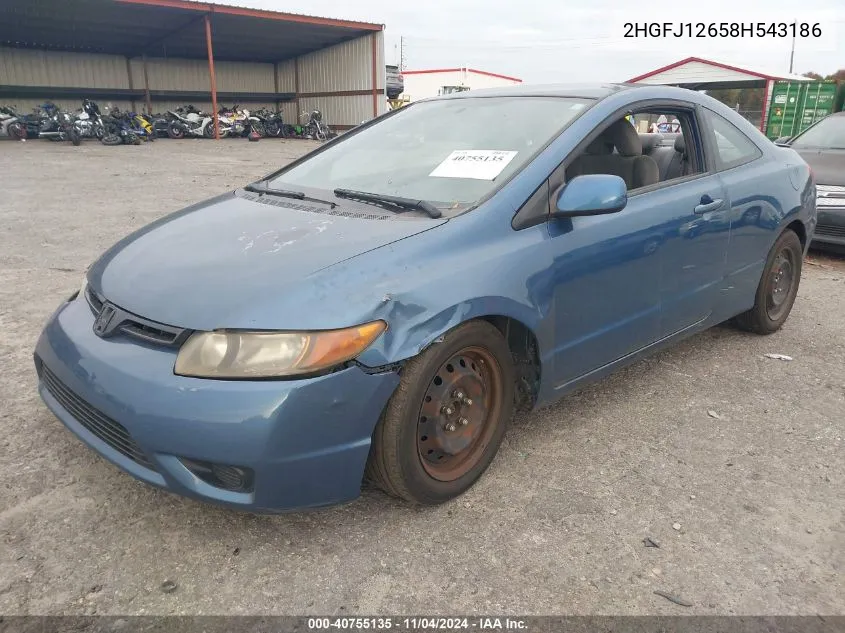 2008 Honda Civic VIN: 2HGFJ12658H543186 Lot: 40755135