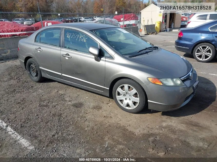 2008 Honda Civic Lx VIN: 2HGFA16578H318528 Lot: 40759926