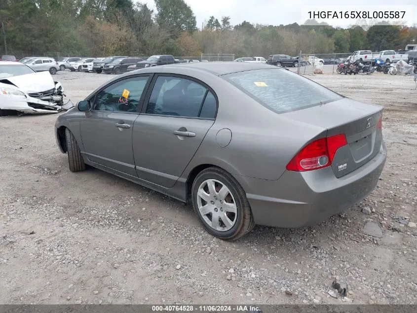 2008 Honda Civic Lx VIN: 1HGFA165X8L005587 Lot: 40764528