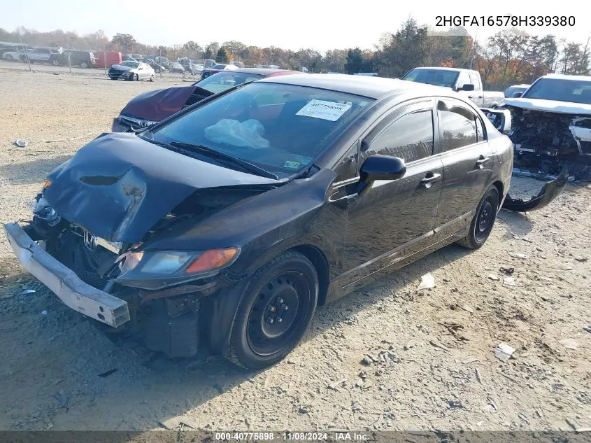 2008 Honda Civic Lx VIN: 2HGFA16578H339380 Lot: 40775898