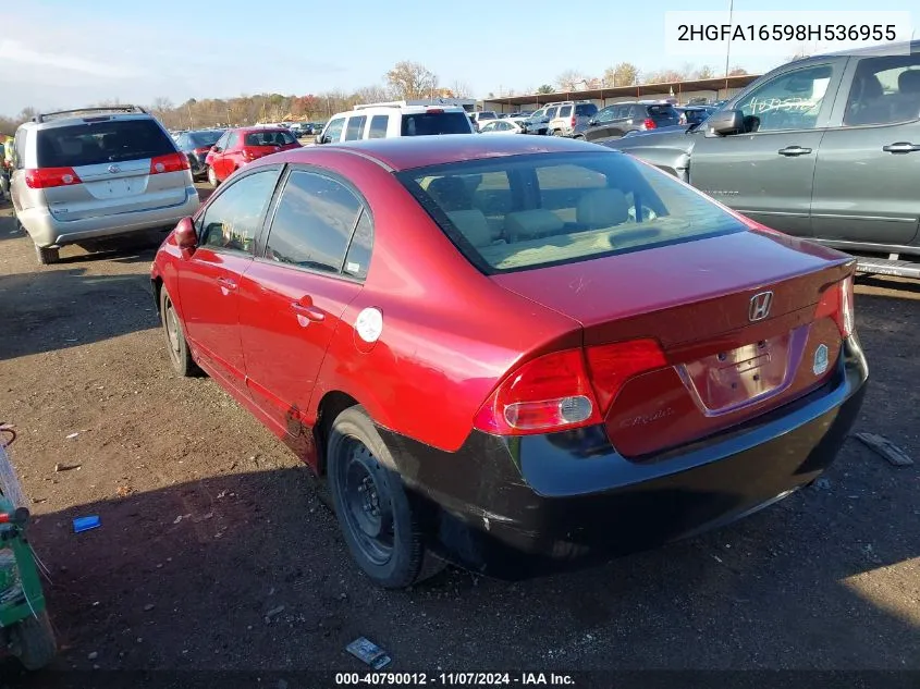 2HGFA16598H536955 2008 Honda Civic Lx