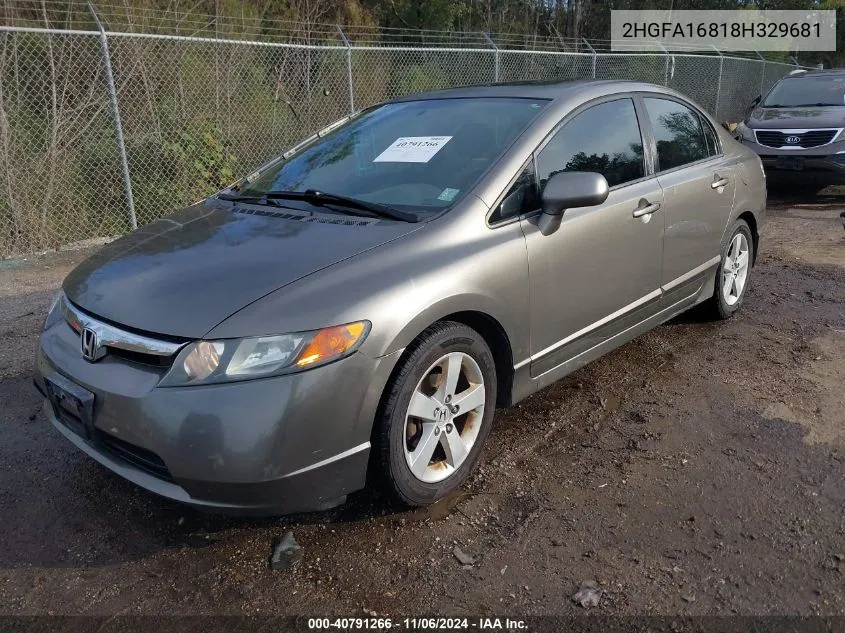 2008 Honda Civic Ex VIN: 2HGFA16818H329681 Lot: 40791266