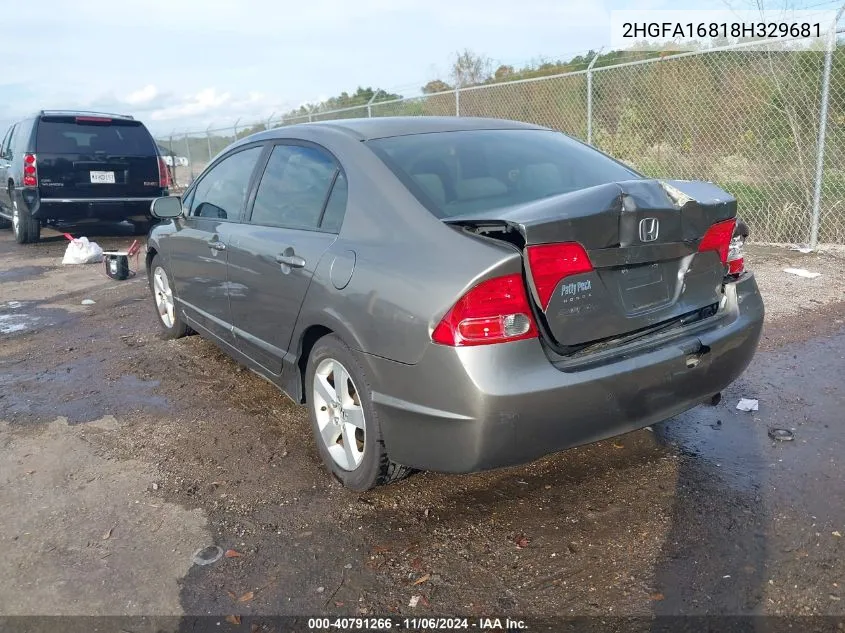 2008 Honda Civic Ex VIN: 2HGFA16818H329681 Lot: 40791266