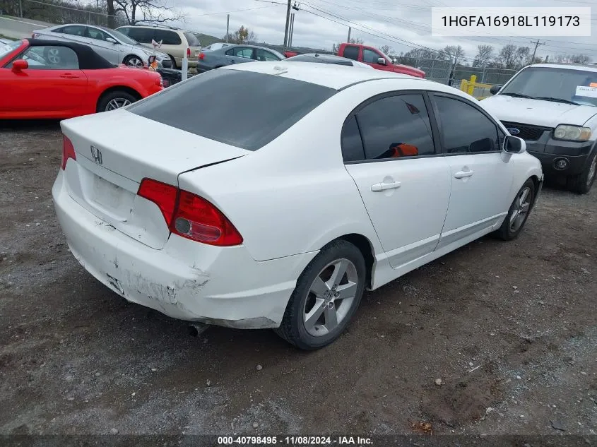 2008 Honda Civic Ex-L VIN: 1HGFA16918L119173 Lot: 40798495