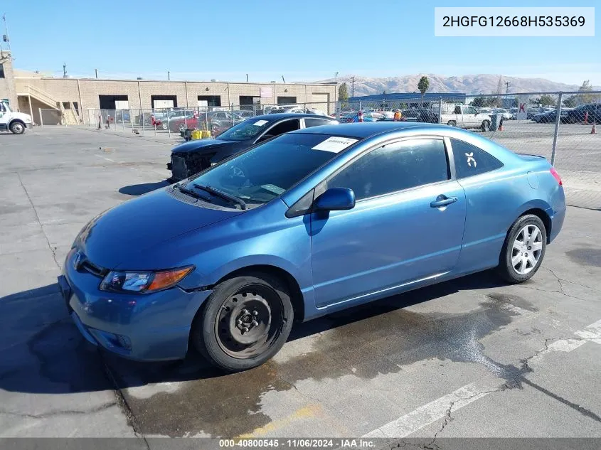 2008 Honda Civic Lx VIN: 2HGFG12668H535369 Lot: 40800545