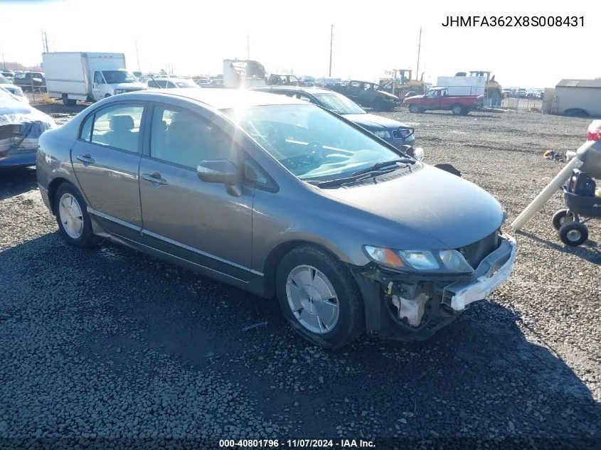 2008 Honda Civic Hybrid VIN: JHMFA362X8S008431 Lot: 40801796