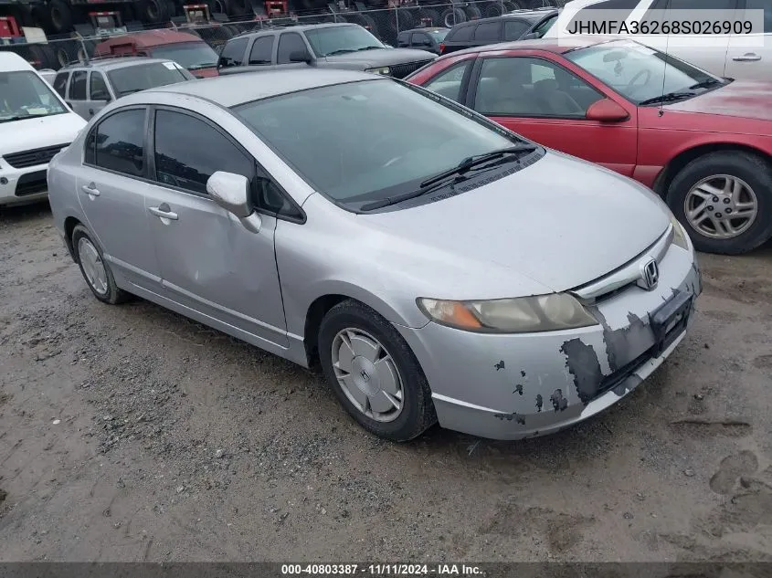 JHMFA36268S026909 2008 Honda Civic Hybrid