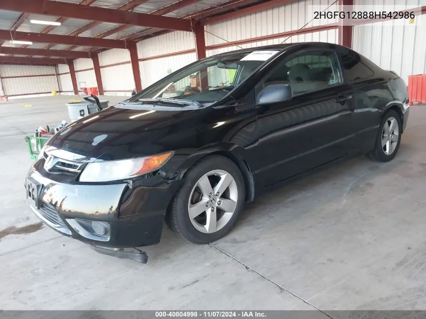 2008 Honda Civic Ex VIN: 2HGFG12888H542986 Lot: 40804998