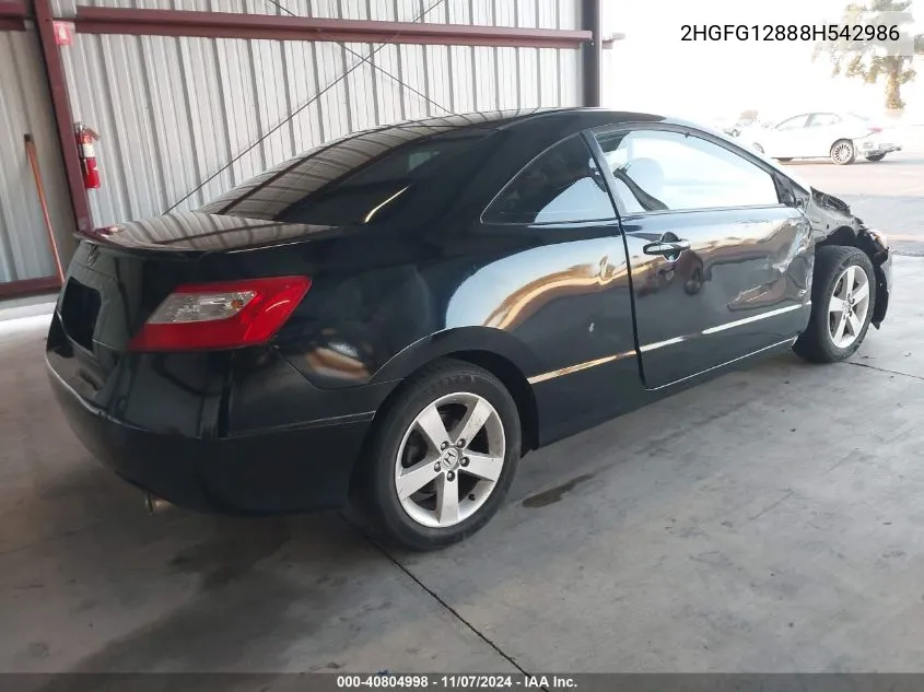 2008 Honda Civic Ex VIN: 2HGFG12888H542986 Lot: 40804998