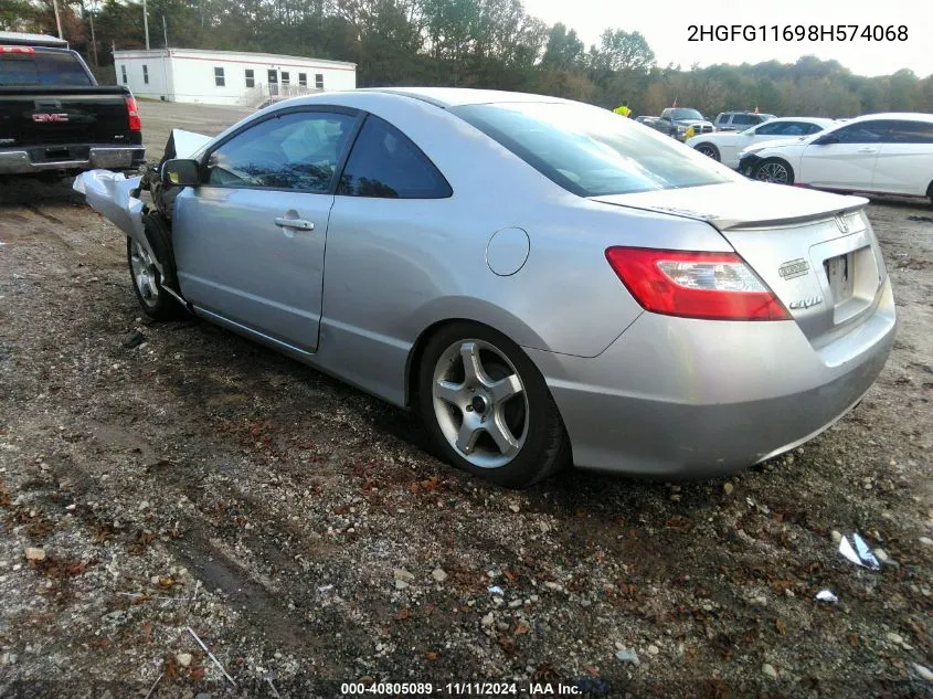 2008 Honda Civic Lx VIN: 2HGFG11698H574068 Lot: 40805089