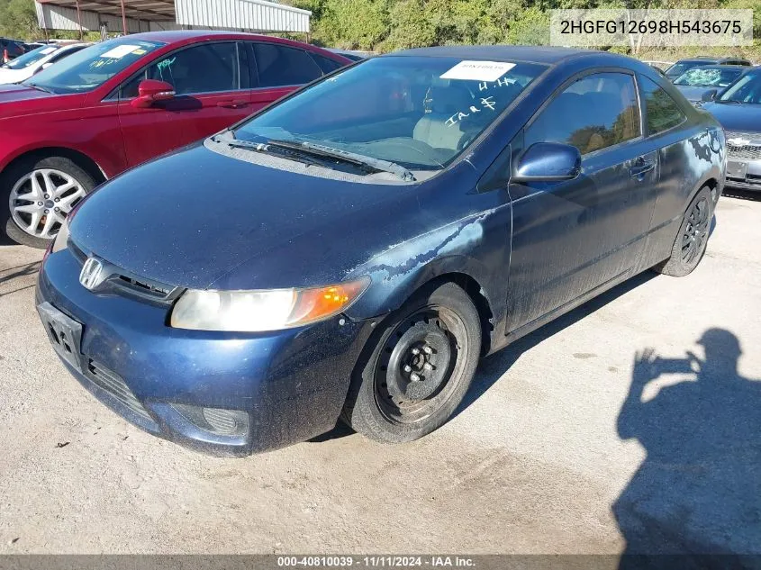 2008 Honda Civic Lx VIN: 2HGFG12698H543675 Lot: 40810039