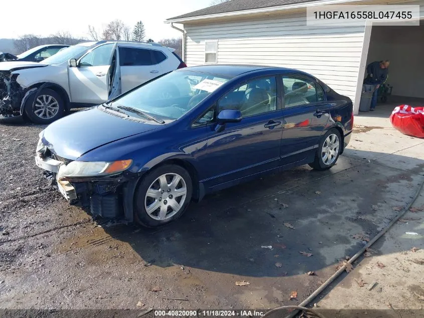 2008 Honda Civic Lx VIN: 1HGFA16558L047455 Lot: 40820090