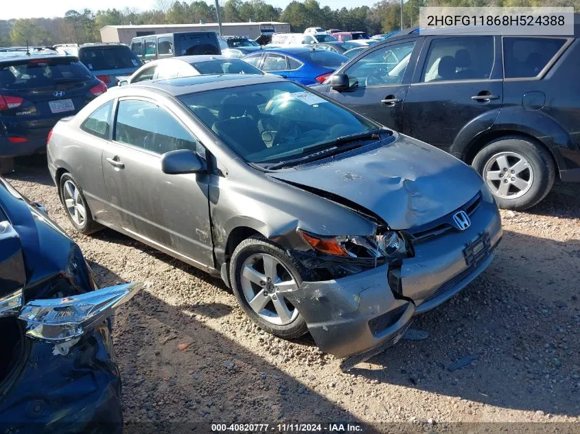 2008 Honda Civic Ex VIN: 2HGFG11868H524388 Lot: 40820777