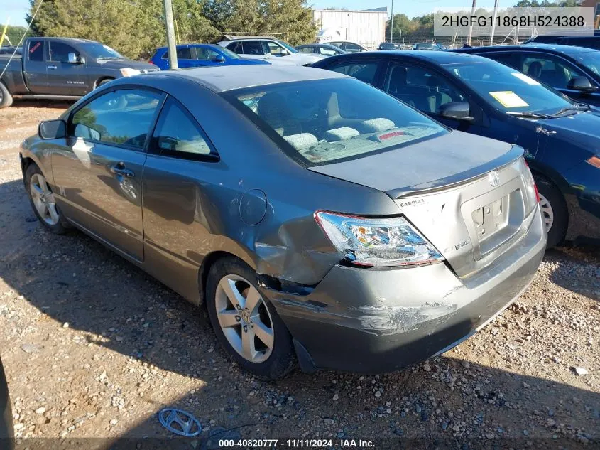 2008 Honda Civic Ex VIN: 2HGFG11868H524388 Lot: 40820777