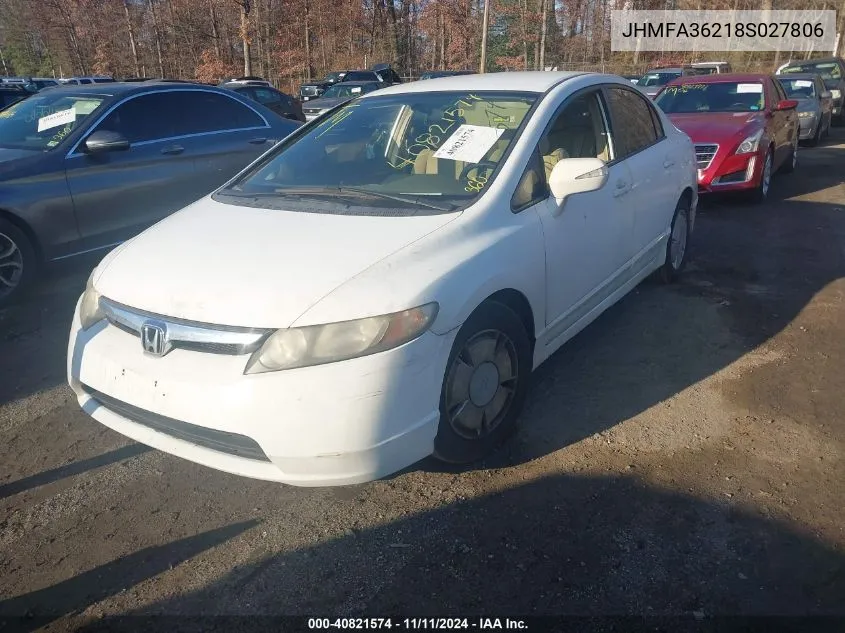 2008 Honda Civic Hybrid VIN: JHMFA36218S027806 Lot: 40821574