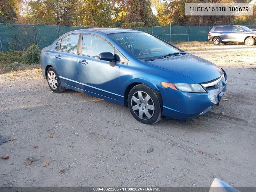 2008 Honda Civic Lx VIN: 1HGFA16518L106629 Lot: 40822206