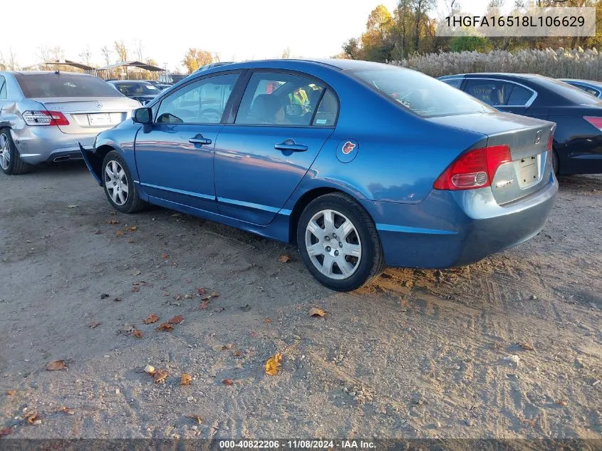 2008 Honda Civic Lx VIN: 1HGFA16518L106629 Lot: 40822206