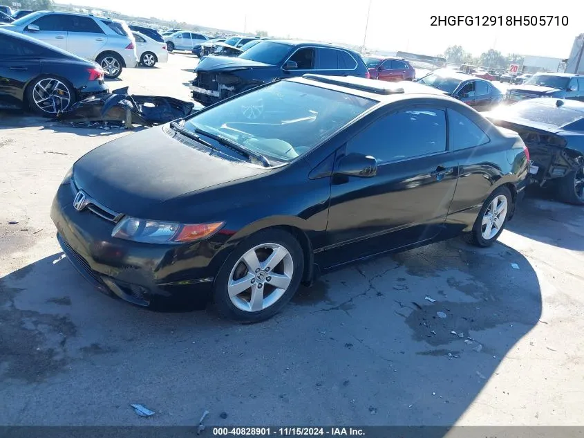 2008 Honda Civic Ex-L VIN: 2HGFG12918H505710 Lot: 40828901