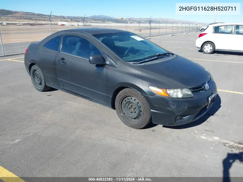 2008 Honda Civic Lx VIN: 2HGFG11628H520711 Lot: 40832393