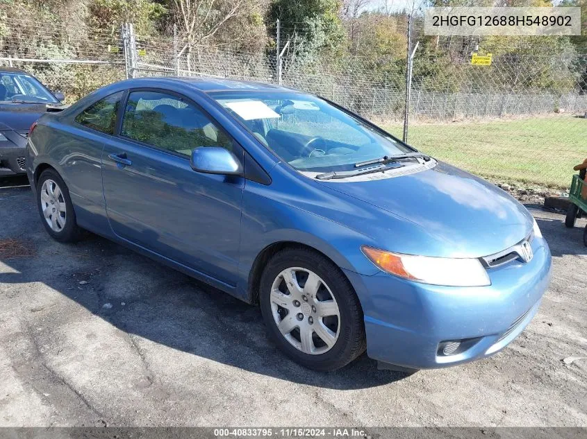 2008 Honda Civic Lx VIN: 2HGFG12688H548902 Lot: 40833795