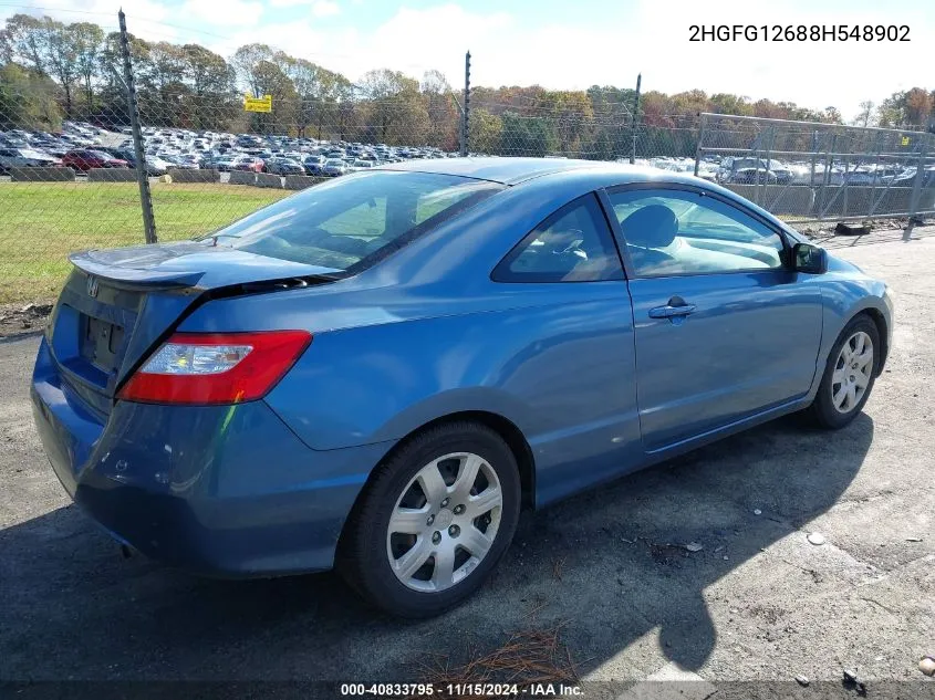 2008 Honda Civic Lx VIN: 2HGFG12688H548902 Lot: 40833795