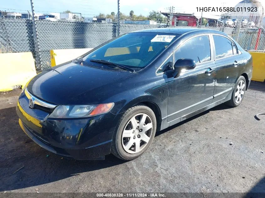 2008 Honda Civic Lx VIN: 1HGFA16588L011923 Lot: 40838328