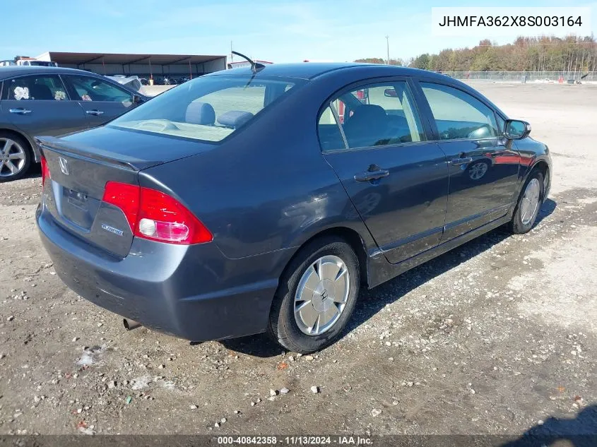 2008 Honda Civic Hybrid VIN: JHMFA362X8S003164 Lot: 40842358