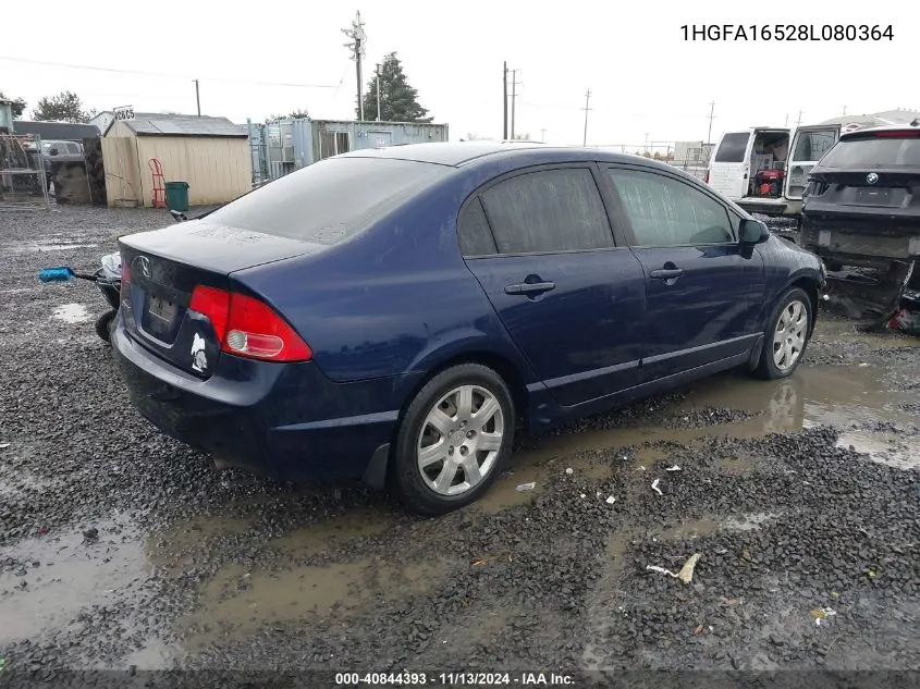 2008 Honda Civic Lx VIN: 1HGFA16528L080364 Lot: 40844393