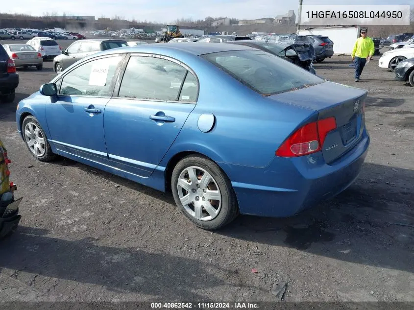 2008 Honda Civic Lx VIN: 1HGFA16508L044950 Lot: 40862542