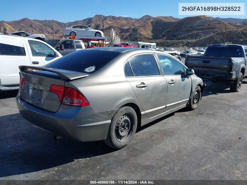 2008 Honda Civic Ex VIN: 2HGFA16898H328522 Lot: 40865198