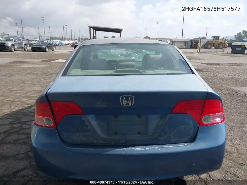 2008 Honda Civic Lx VIN: 2HGFA16578H517577 Lot: 40874373