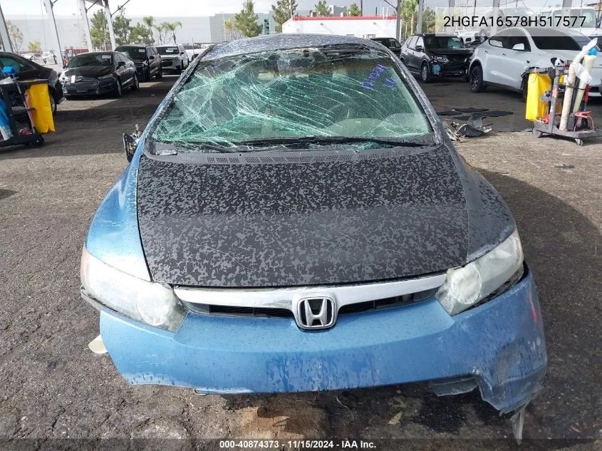 2008 Honda Civic Lx VIN: 2HGFA16578H517577 Lot: 40874373