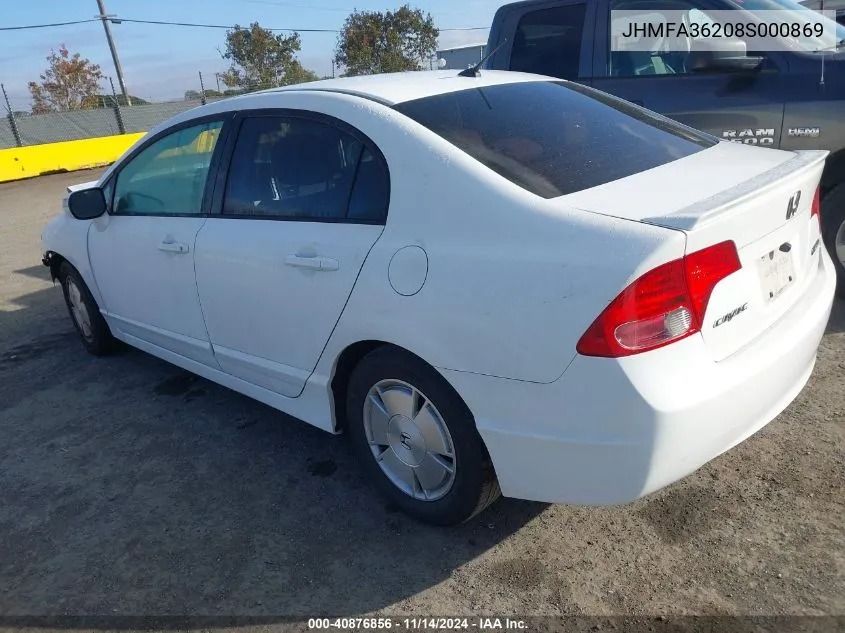 2008 Honda Civic Hybrid VIN: JHMFA36208S000869 Lot: 40876856