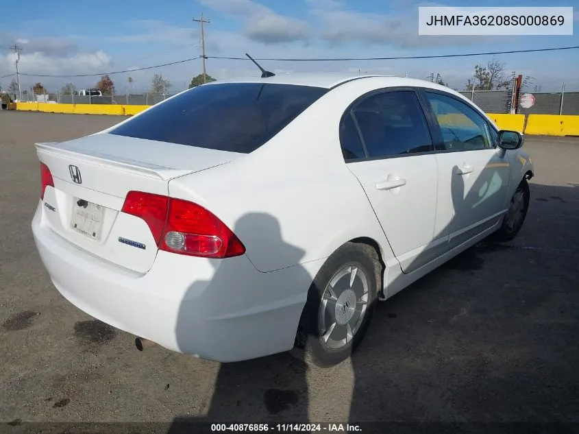 2008 Honda Civic Hybrid VIN: JHMFA36208S000869 Lot: 40876856