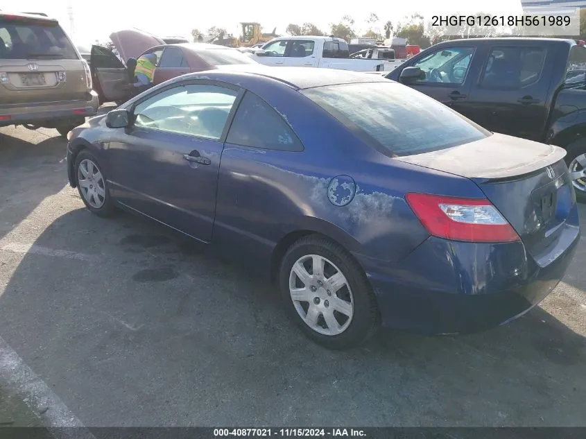 2008 Honda Civic Lx VIN: 2HGFG12618H561989 Lot: 40877021