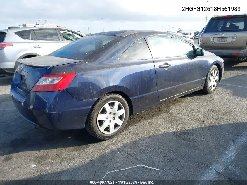 2008 Honda Civic Lx VIN: 2HGFG12618H561989 Lot: 40877021