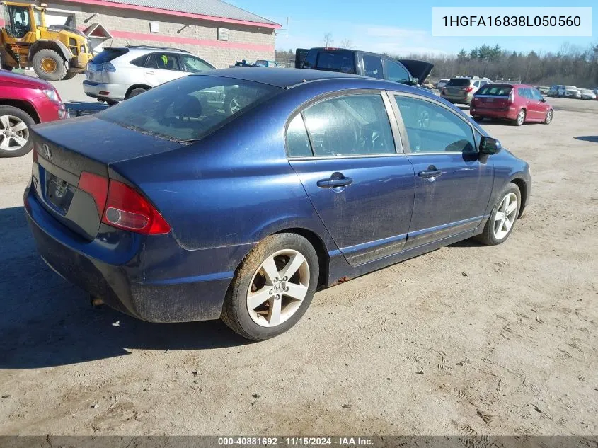 2008 Honda Civic Ex VIN: 1HGFA16838L050560 Lot: 40881692