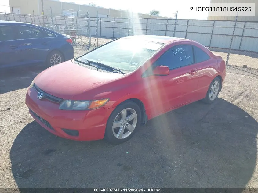 2008 Honda Civic Ex VIN: 2HGFG11818H545925 Lot: 40907747