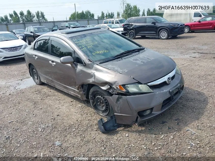 2009 Honda Civic Sdn VIN: 2HGFA16639H007639 Lot: 12060990