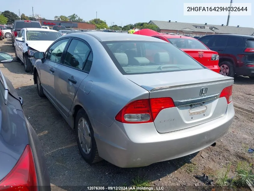 2009 Honda Civic Sdn VIN: 2HGFA16429H032644 Lot: 12076305