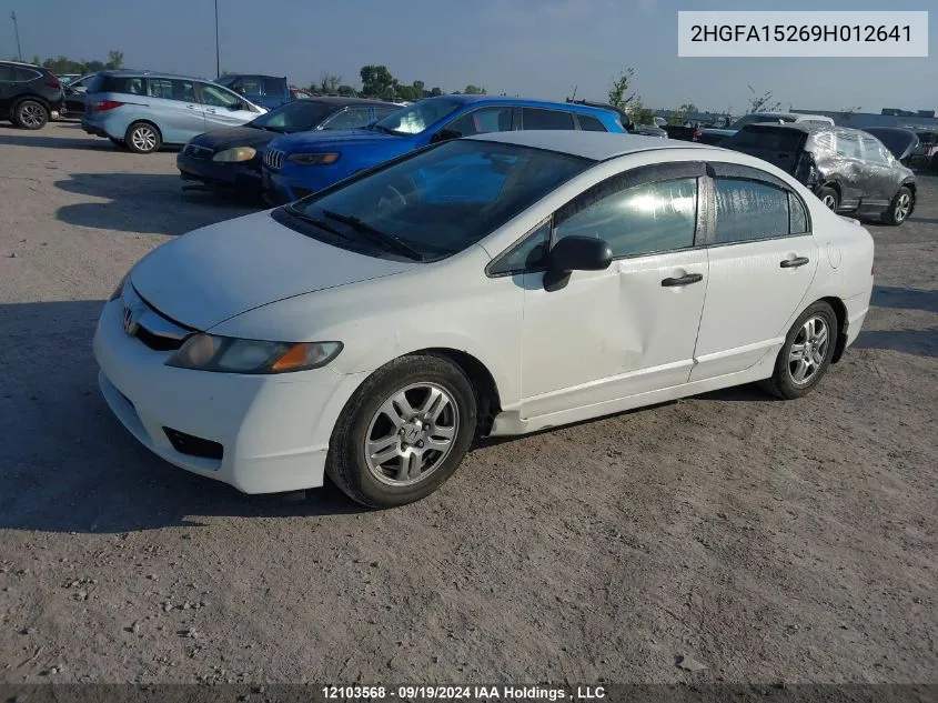 2009 Honda Civic Dx VIN: 2HGFA15269H012641 Lot: 12103568