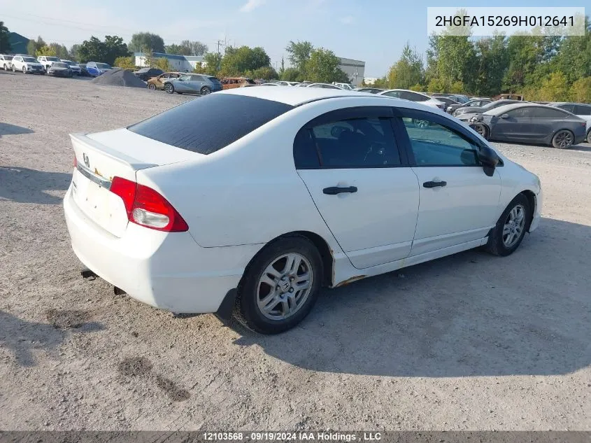 2009 Honda Civic Dx VIN: 2HGFA15269H012641 Lot: 12103568